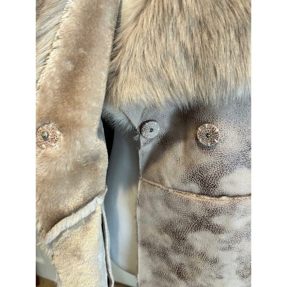 Women's Faux Fur Collar Suede Like Vest Tie Waist Outerwear Layer Dennis Basso - Picture 7 of 11